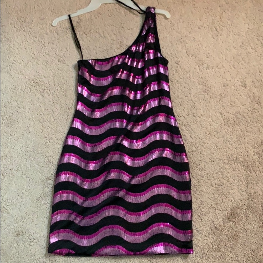 Pink and black dress